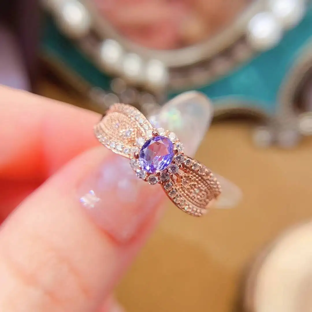 

KJJEAXCMY High Women's Ring Natural Tanzanite pendant S925 Silver Colorful and splendid The entire body is spotless and flawless