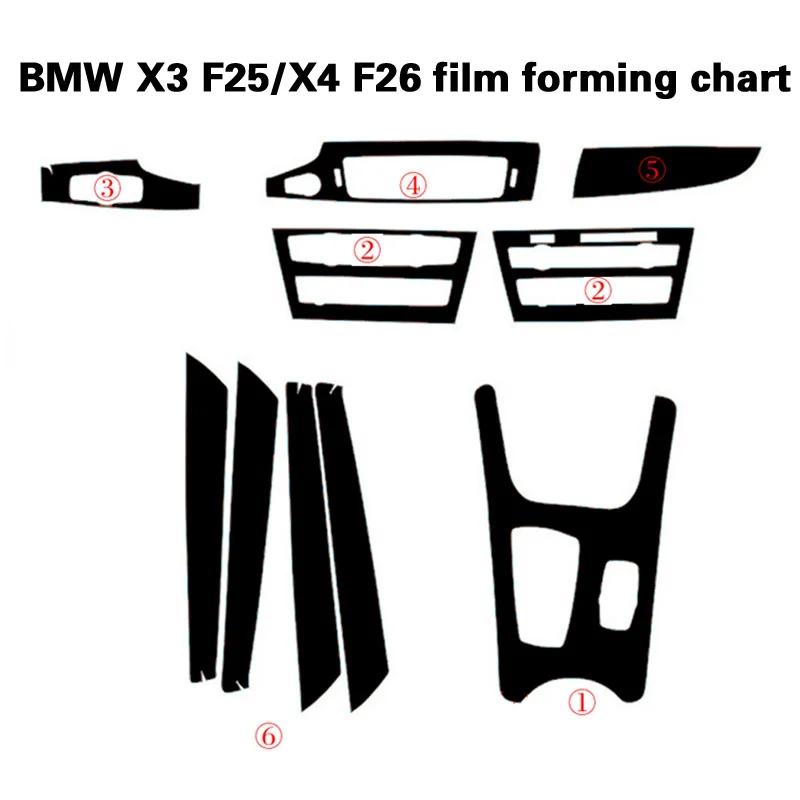 室内装飾用の新しいカーボンファイバーステッカー,3D/5dカラー,成形ステッカー,BMW x3 f25 x4 f26 2011-17