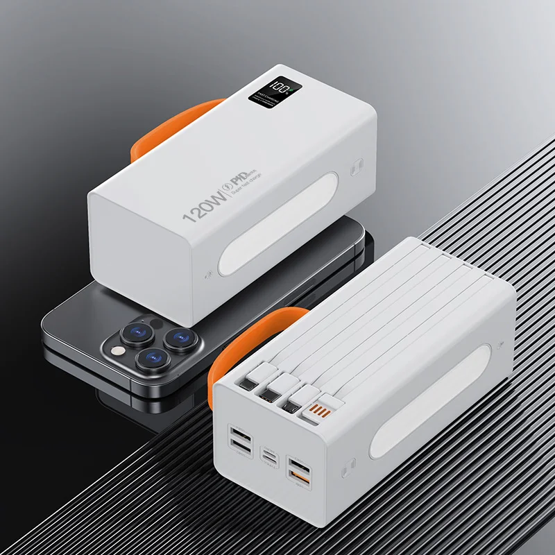 Oneplus 500000mAh 120W بنك طاقة عالي السعة عصري 4 في 1 أسلاك شحن سريع شاحن بطارية محمول آيفون سامسونج