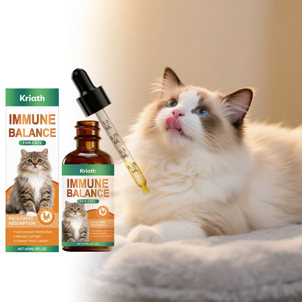 Immune Balance Drops for Cats Supports For Shedding Boosts Lustrous Coat & Health Skin-Vitality Natural Ingredients Pet Supply