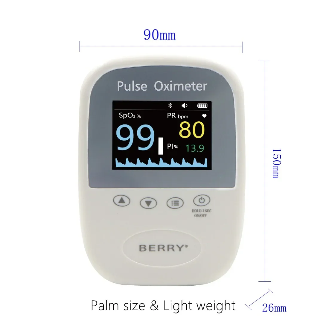 Freqüência Cardíaca Oxigênio Saturação Pet Monitor, Berry Oxímetro Veterinário, Bluetooth, Uso Animal, SPO2, Monitor de Pulsação