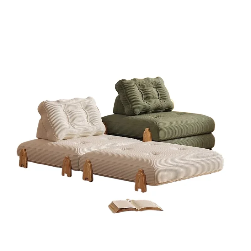 

Foldable combination sofa bed solid wood single dual-purpose small apartment cream wind living room lazy sofa
