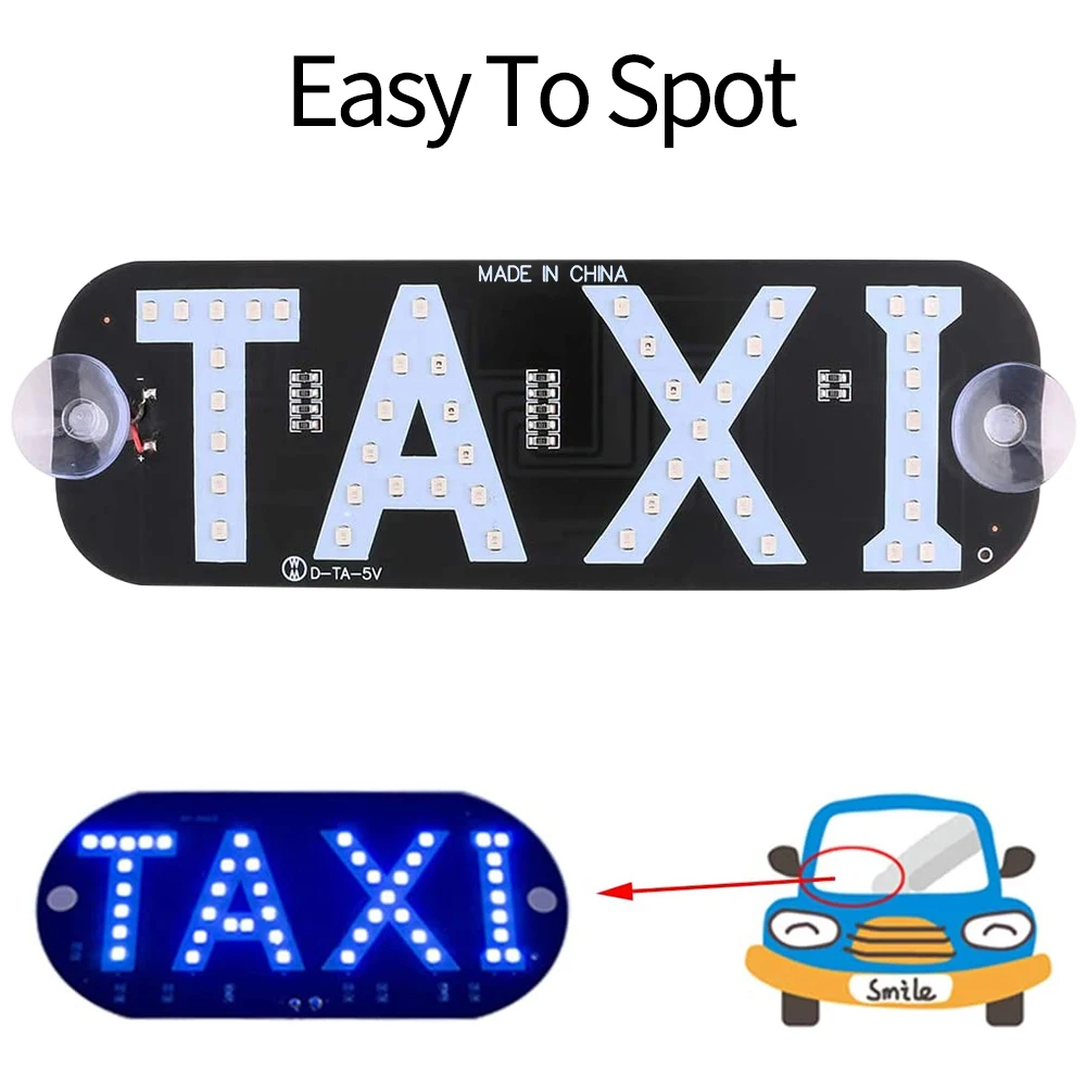 1pcs Taxi Sign Led Car Windscreen Cab Indicator Lamp 5V Windshield Taxi Guiding Lights Panel Accessories With USB For driver