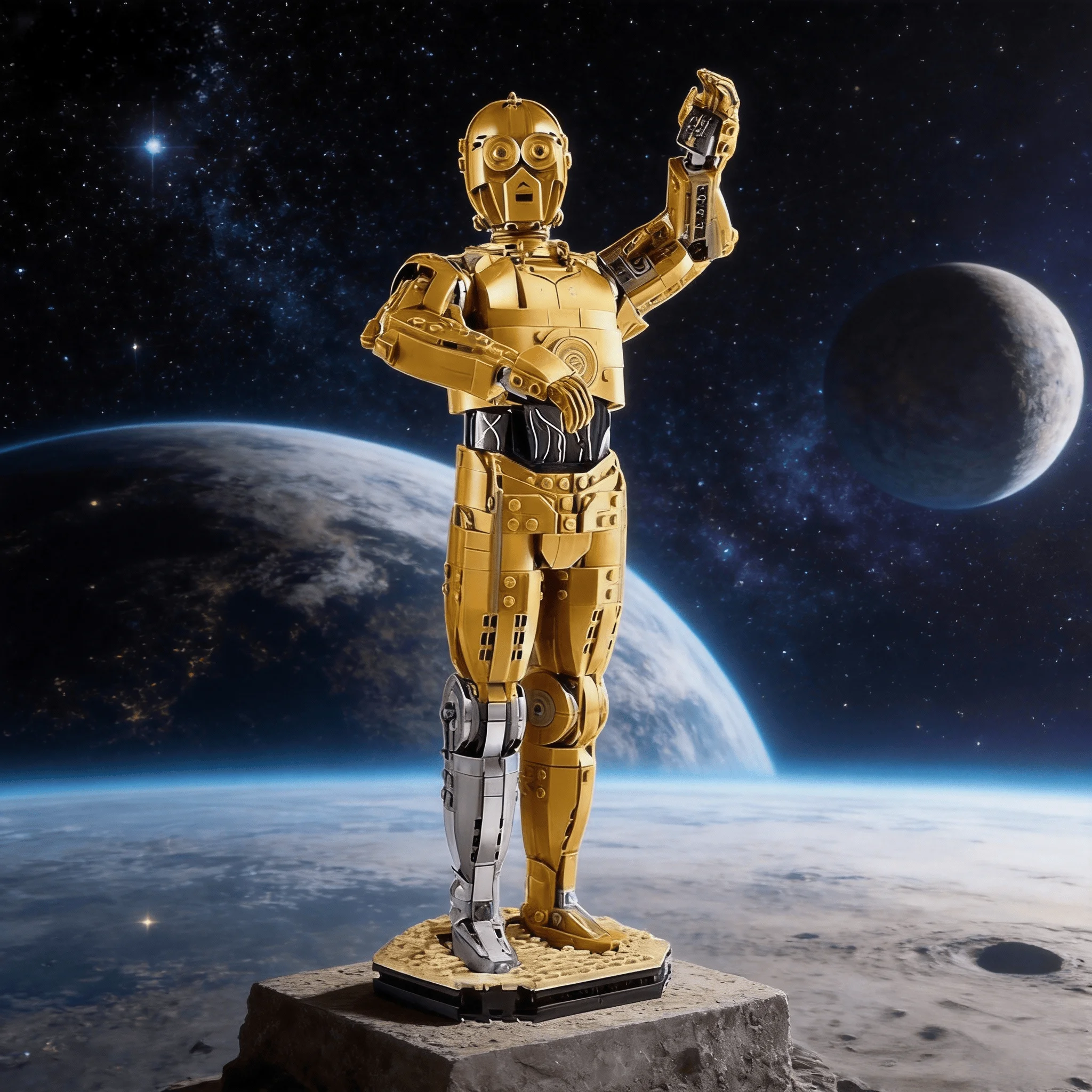 2026 New Model Gold/Silver C-3PO Modular Robot – 1138 Pieces – Tabletop Decorative Building Blocks – Assembly Puzzle Model – Per