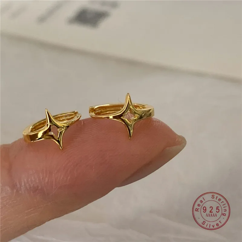 Bouteilles d'Homme en Argent Sterling 925, Boucles d'Oreilles Créatives Coréennes en Forme d'Étoile Creuse, Accessoires de Bijoux Rétro pour Banquet