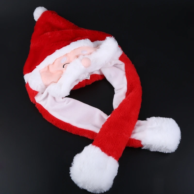 Plush Moving Ears Hat Light-up Santa Women Hat Movable Ears Hat