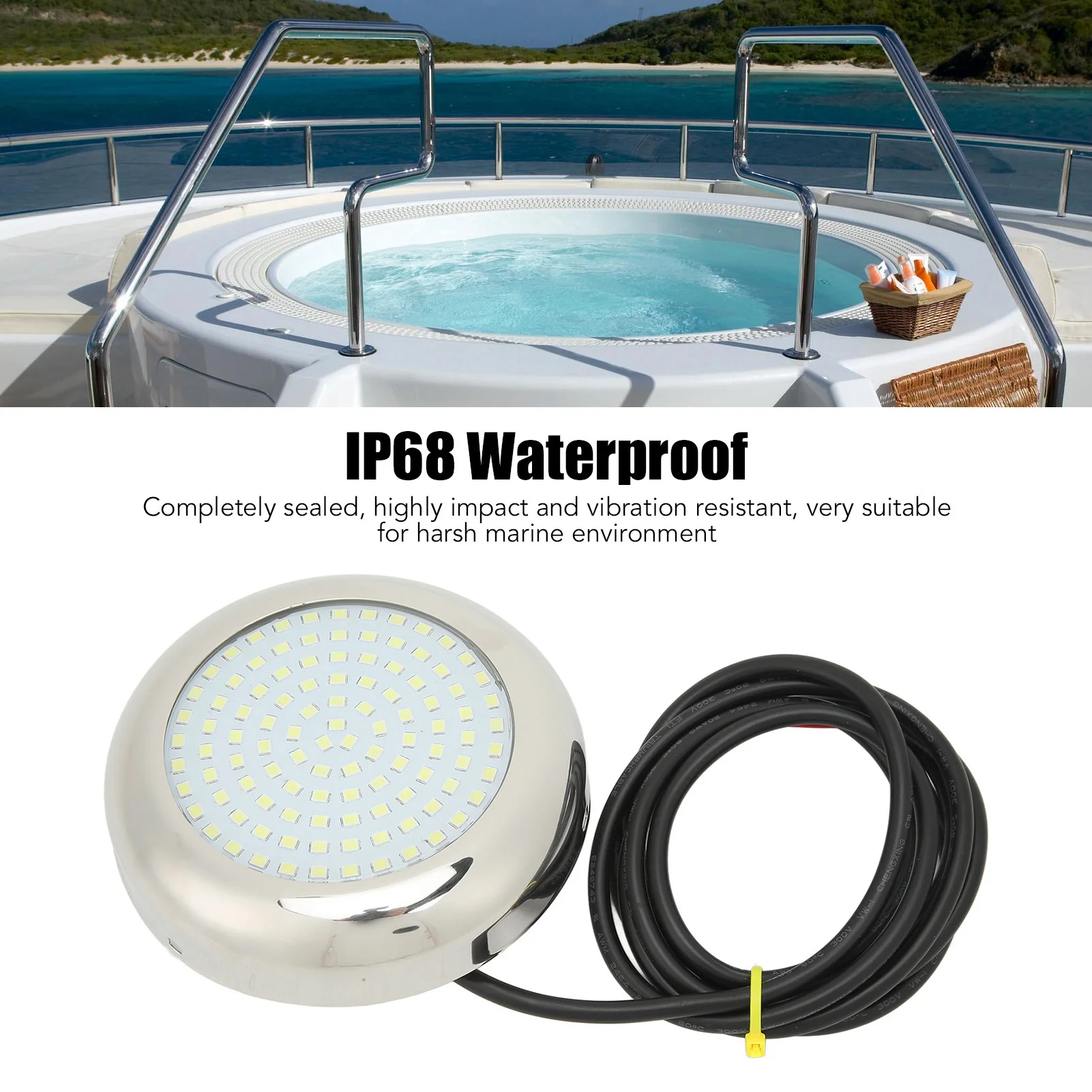 4inch 108LED Underwater Light 12V IP68 Waterproof 135° Luminous Angle Underwater Boat Lamp for Marine Waterproof Underwater Lamp