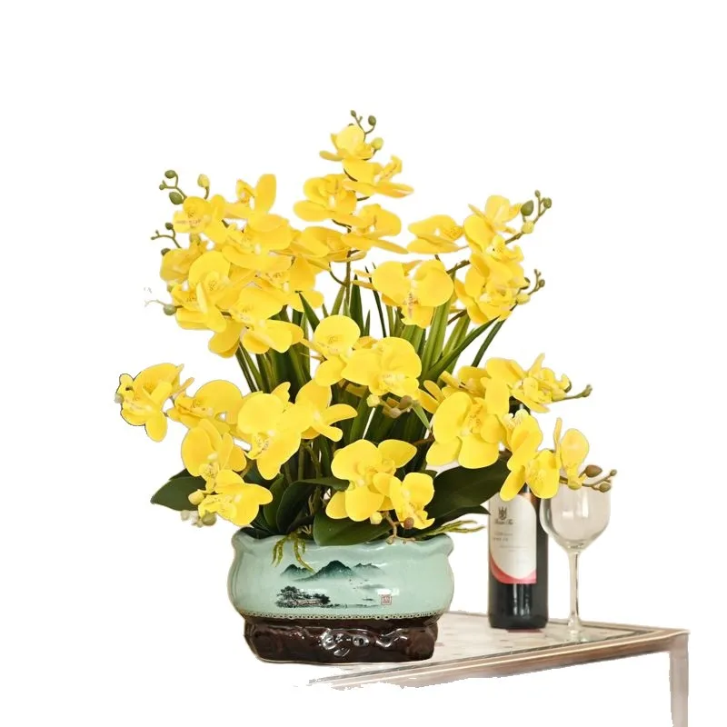

High end Phalaenopsis simulated flower hotel company front desk living room decorative ornaments