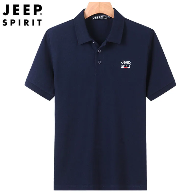 JEEP SPIRIT polo shirt short-sleeved men lapel casual  cotton material loose embroidered  breathable high-quality top clothes