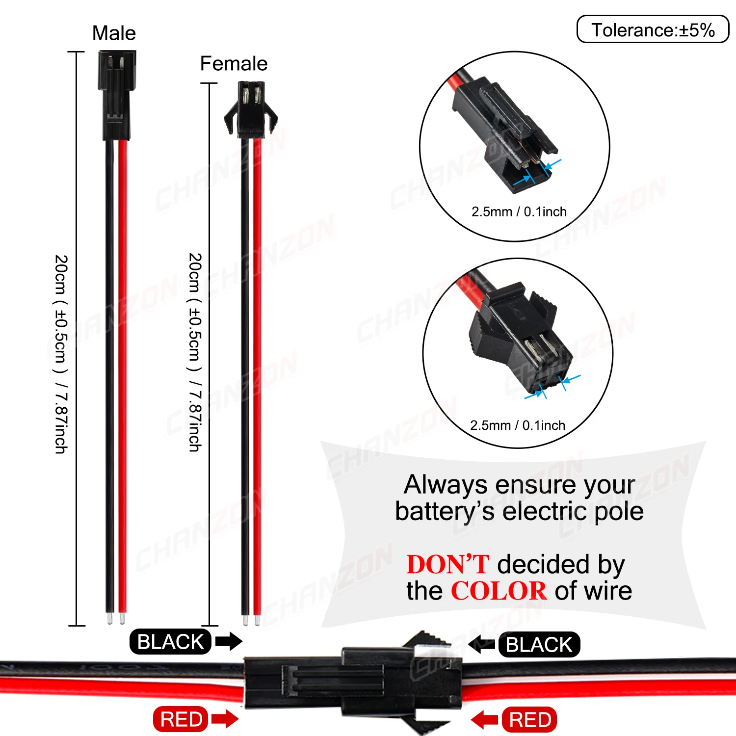 20AWG SM 2.54mm Connector Cable for JST 2.54 2 Pin Adapter 2Pin Micro Battery Male Female Pitch Connect Plug Extension Charger