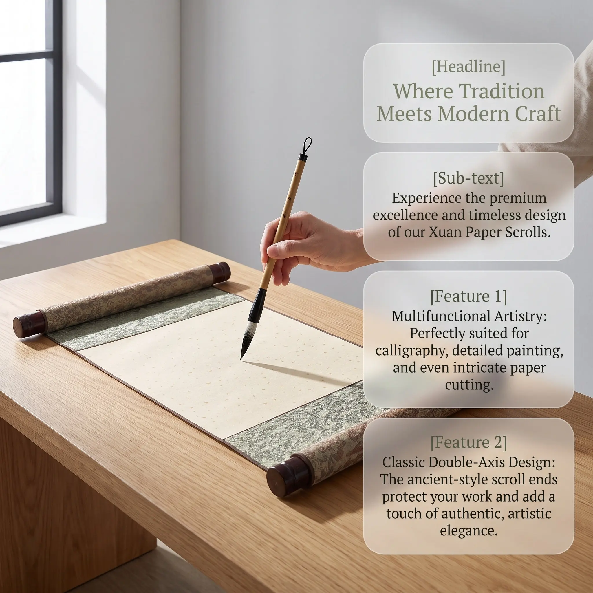 Style Blank Calligraphy Scroll Strong Cloth Mounted Chinese Xuan Paper for Traditional Painting Writing Art Display