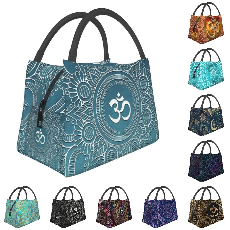 

Maha Mrityunjaya Mantra Insulated Lunch Bags for Women Om Yoga Mandala Buddhism Aum Resuable Cooler Thermal Food Lunch Box