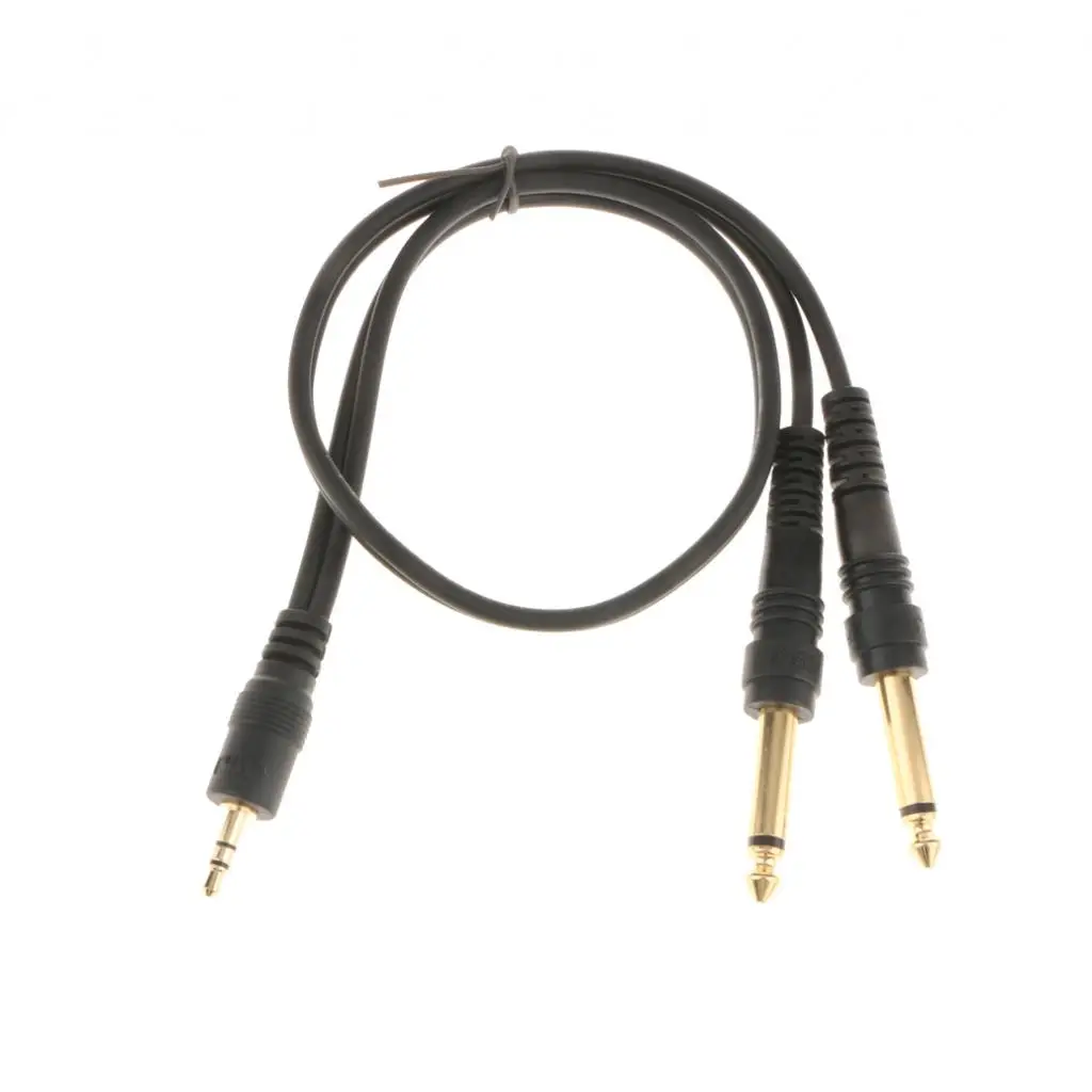 Aux Cable Dual Adapter Jack 3.5mm Plug to Double 6.5mm Video Cables for TV Power Amplifier