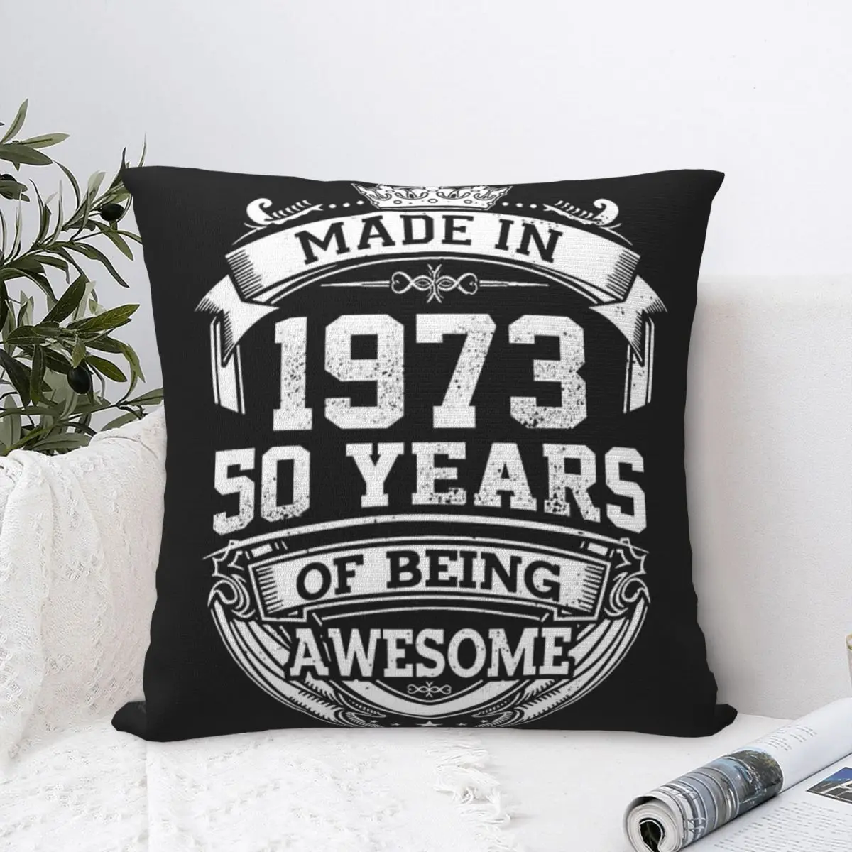 

Born In 1973 50th Birthday Square Pillowcase Polyester Pillow Cover Velvet Cushion Decor Comfort Throw Pillow For Home Car