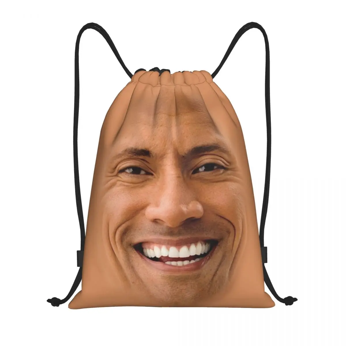 The Rock Face Drawstring Backpack Sports Gym Bag Dwayne Johnson String Sackpack for Exercise