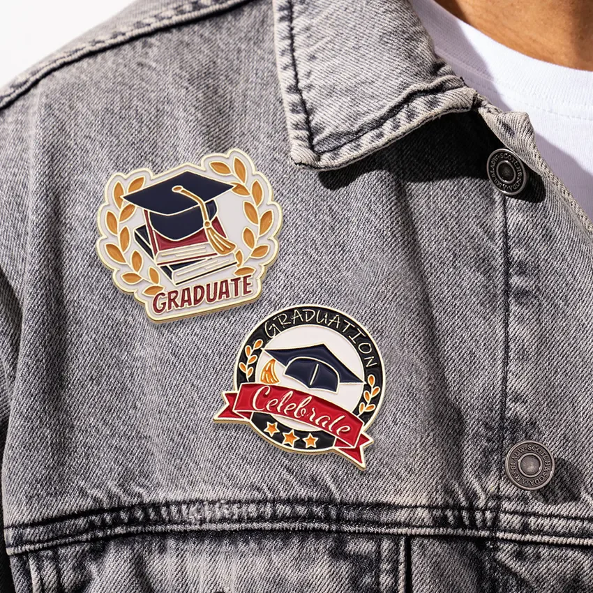 No minimum order, factory design, metal enamel badge, customized logo, soft and hard enamel graduation commemorative badge