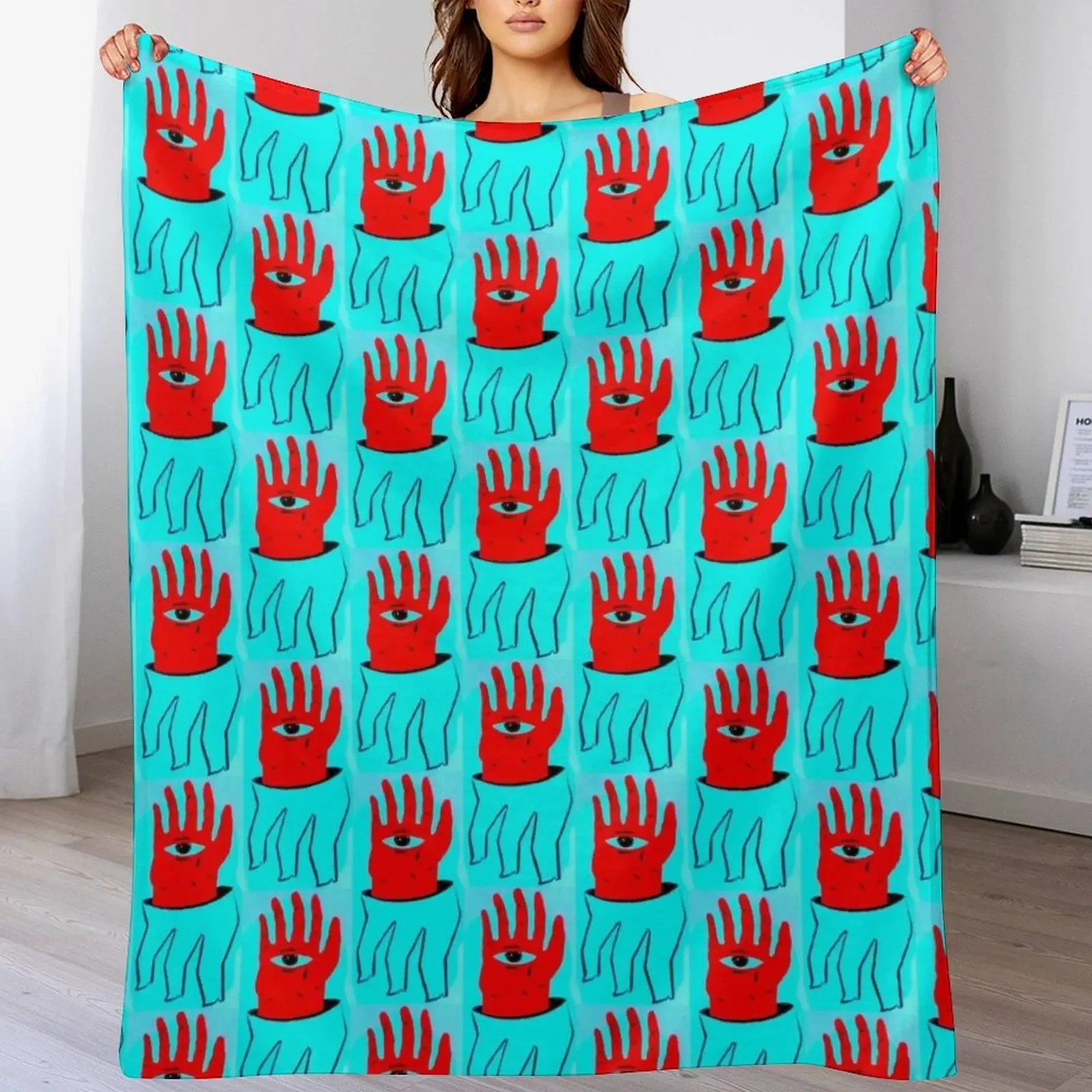 New Seeing Eye Hand Throw Blanket Soft Bedroom Blanket for Night Sleeping