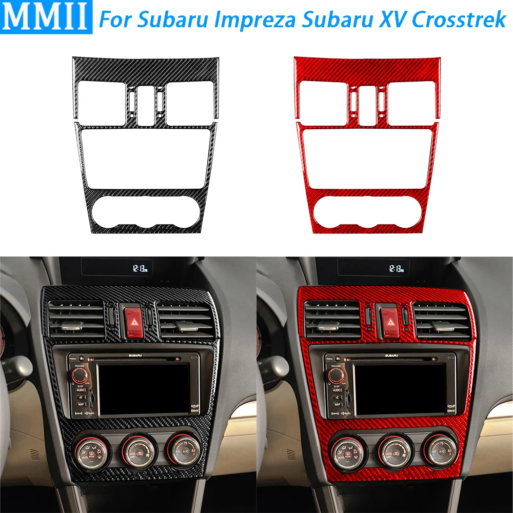 

For Subaru Impreza 12-14 XV Crosstrek 13-14 Carbon Fiber Console AC Radio Panel Decorative Cover Car Interior Decoration Sticker