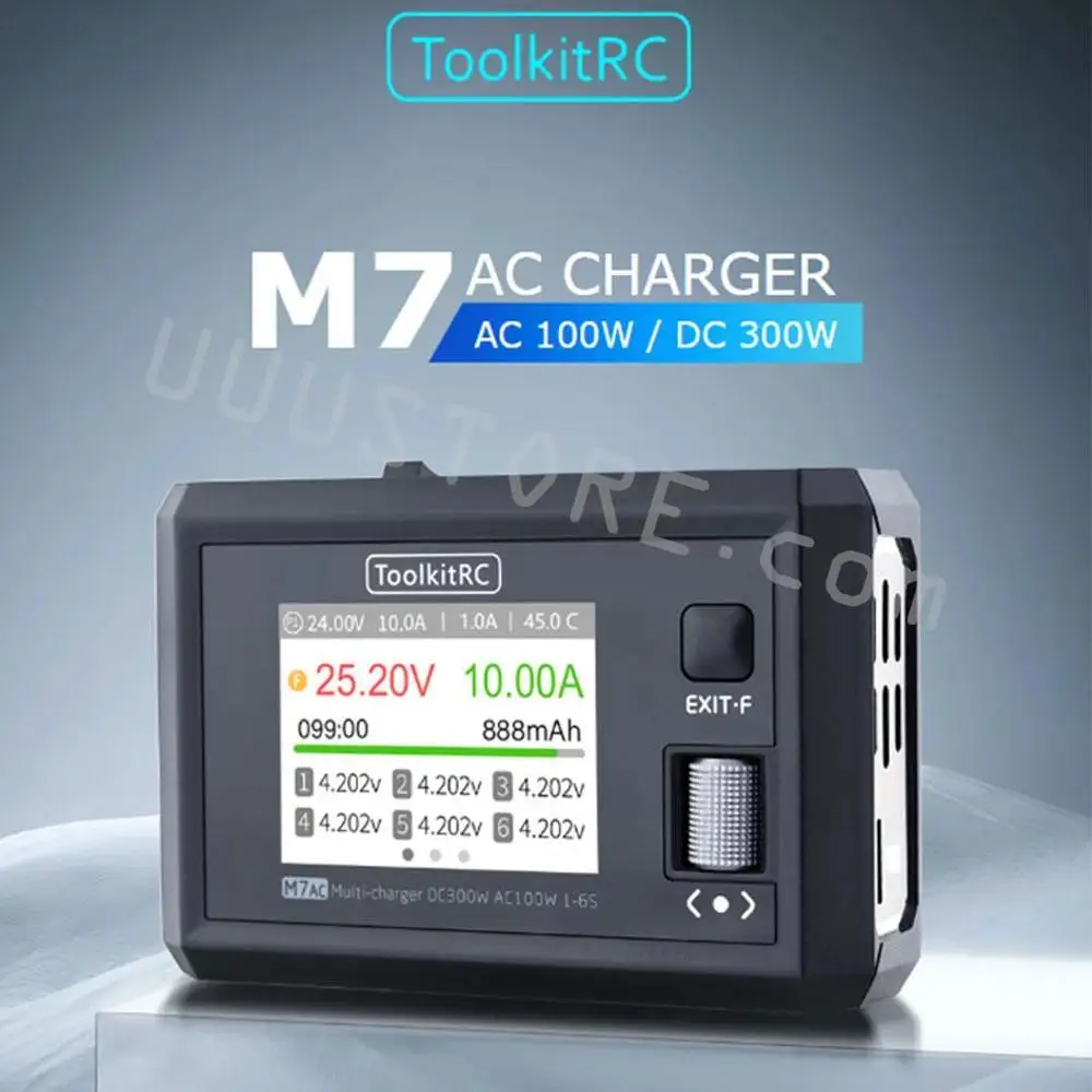 

NEW ToolkitRC M7AC 100W AC / 300W DC Input XT60 XT30 Output 2-6S Lithium Battery Balance Charger for RC Model Aircraft Drone