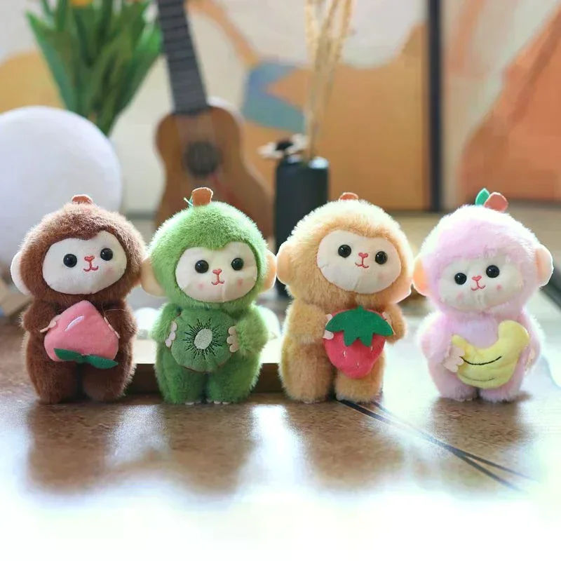 الكرتون لطيف الفاكهة القرد ألعاب من نسيج مخملي المفاتيح محشوة دمية على شكل حيوان كيرينغ حقيبة ظهر جميلة قلادة حامل مفتاح السيارة الديكور هدية #3