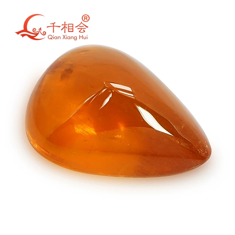 2.66ct pear  flat back Cabochon Natural Florencite Vivid Orange Fanta Garnet Spessarite Garnet Loose Gemstone GRC certificated