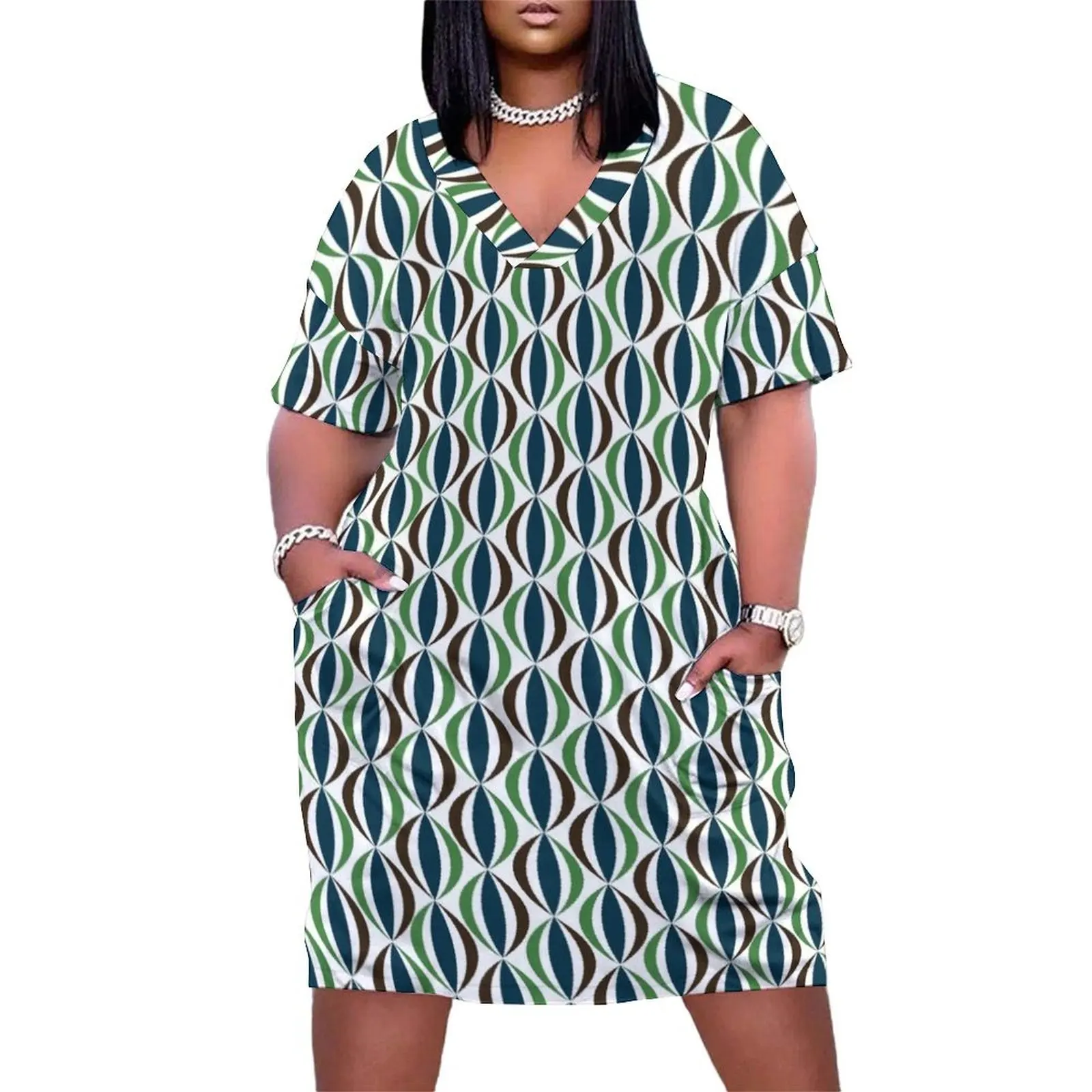 

Retro 60s Pattern Loose Pocket Dress dresses with long sleeves womens clothing summer women's dress 2025 Women's summer dress