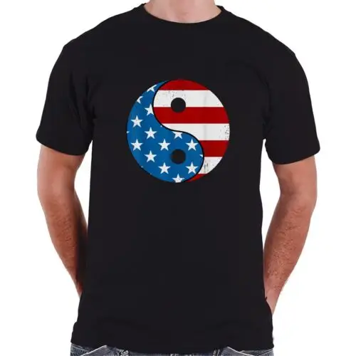 

yin and yang American flag Design Gift Idea Tee T-Shirt S-3XL