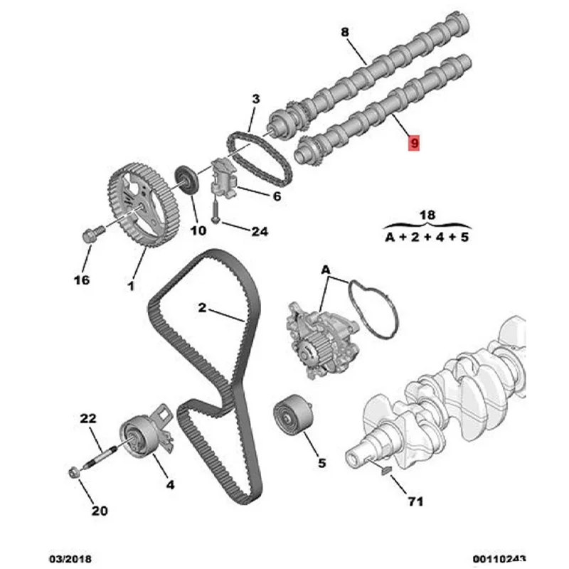 

A96E-Car Exhaust Camshaft 9825017880 For Ford OPEL VAUXHALL Citroen Peugeot 208 308 5008 1.5Hdi Engine Cam Shaft Chain