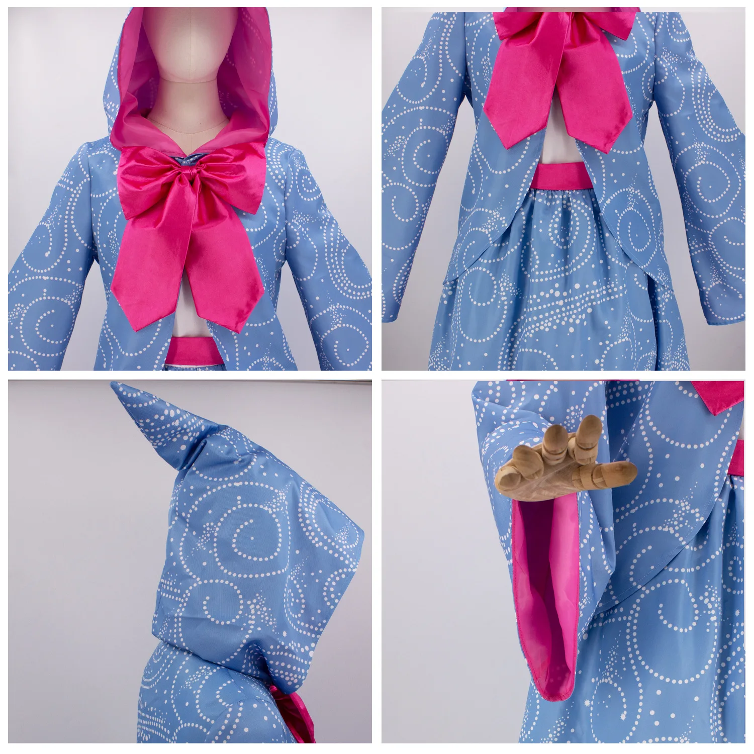 Damenbekleidung Qiyuan Fairy Godmother Robe Luxuriöses Kapuzenkleid mit Umhang Halloween Cosplay Karnevalsparty Musterkostüm – Detail 12