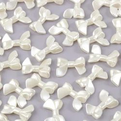 50/100pcs 15x20x5mm Acrylic Ribbon Bow ABS Pearl Bowknot Spacer Loose Beads Charms For DIY Jewelry Making Finding Accessories