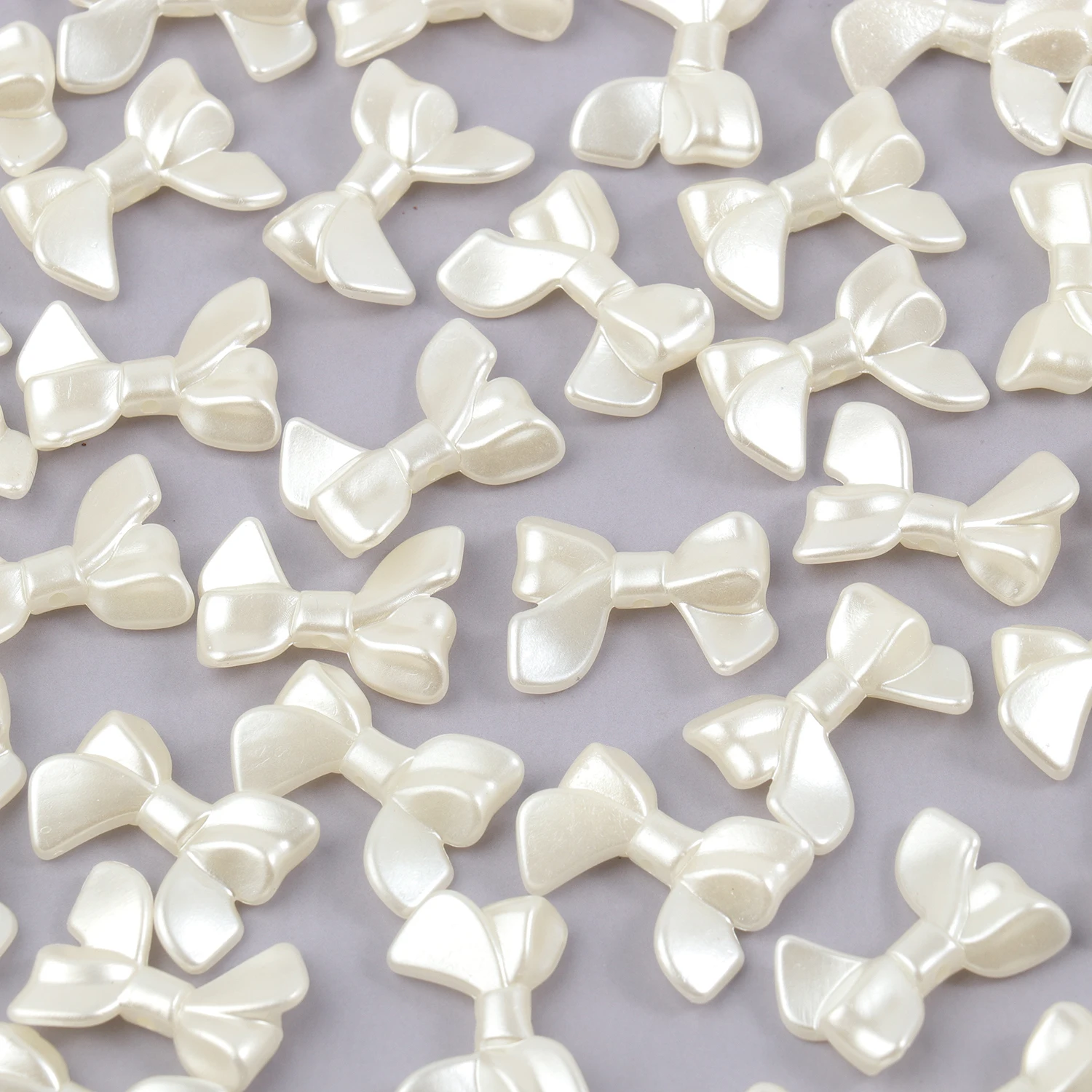 50/100pcs 15x20x5mm Acrylic Ribbon Bow ABS Pearl Bowknot Spacer Loose Beads Charms For DIY Jewelry Making Finding Accessories