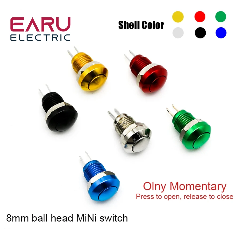 1pc 8mm Momentary Metal Horn Doorbell Bell Push Button Switch Waterproof Car Auto Engine PC Power Start Starter Red Blue Green