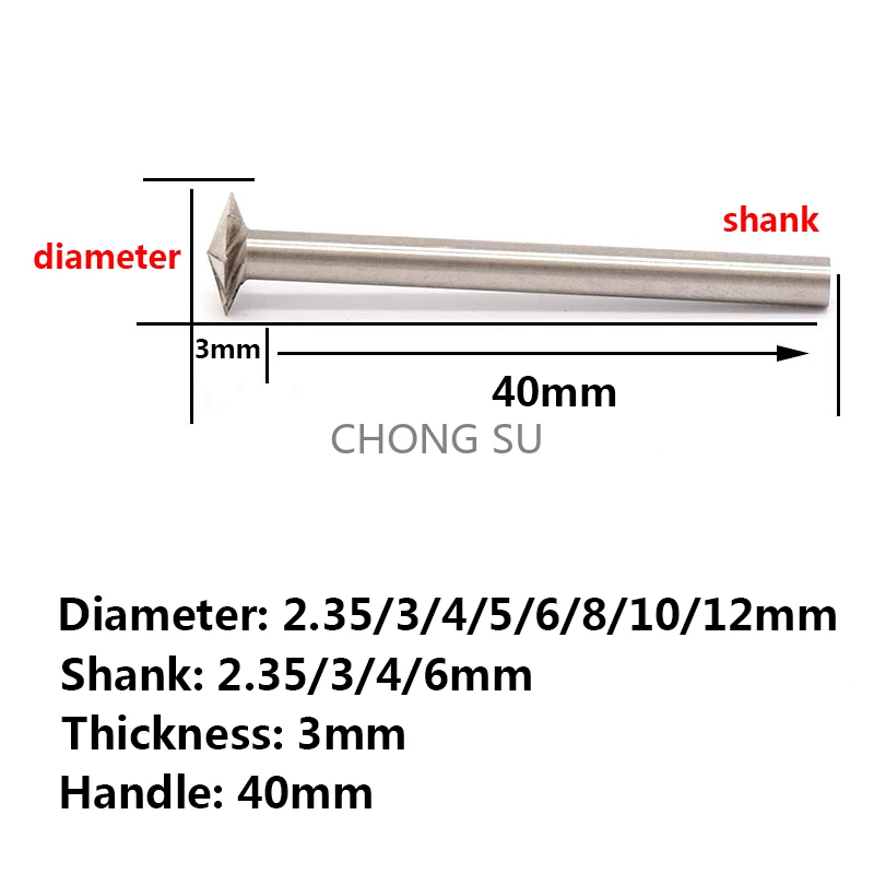 1-10 Stück HSS Multi-Blatt Fräsen Schneidmesser Schaft für Dremel Präzisionswerkzeuge Holzschnitzerei 2,35/3/4/5/6/8/10/12 mm 2,35/3/4/6 mm