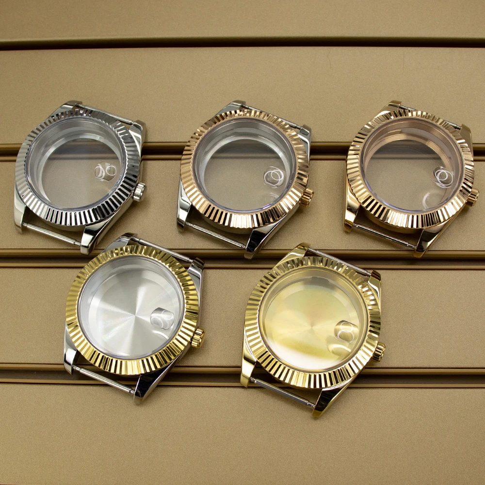 

36mm/39mm Fluted Curved Replacemet Watch Case Stainless Steel For Mod SK DJ NH34 NH35 NH36/38 Miyota8215 Movement Sapphire Glass