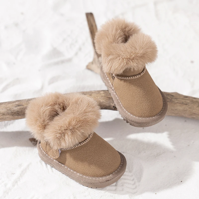 Toddlers Fur Snow Boots Infant Baby Winter Warm Soft Plush Booties Boys Girls Classic Brand Design Slip-on Furry Botas