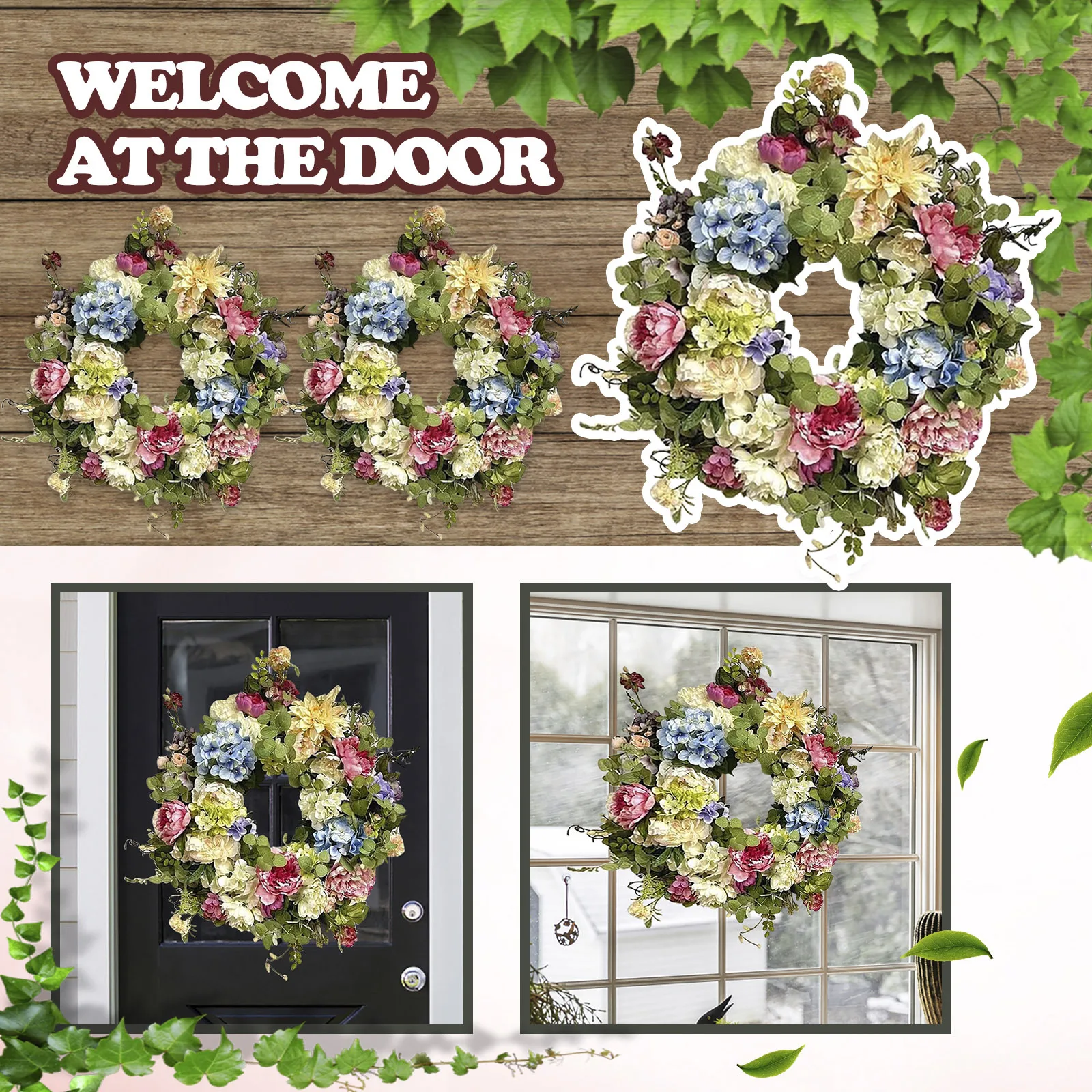 New Flower Art Door Front Decoration Small Fresh Pastoral Style Simulation Flower Door Hanging Garland Wall Hanging Decoration