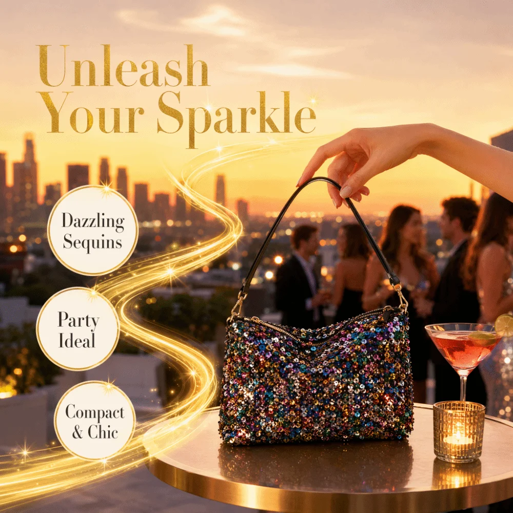 Fashion Solid Color Sequins Evening Clutch Large Capacity Simple Square Underarm Bag Elegant Delicate Phone Purse Daily