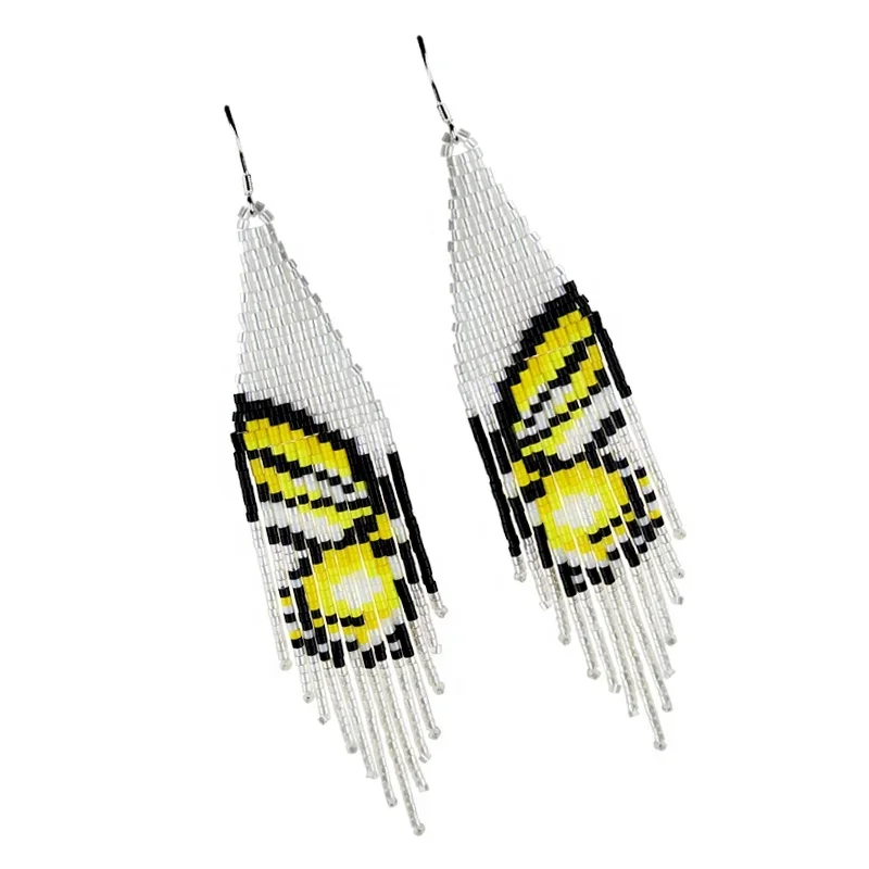 

ZGMXR серьги из рисовых бусин с кисточками, оригинальность, ручное вязание, бабочка, симметричный дизайн, богемный сплав, модные женские серьги из бисера