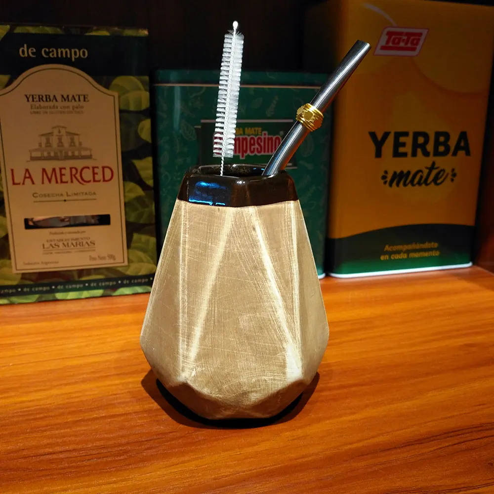 1 Set/Lot Yerba Mate Gourds Cups Ceramic 250 ML With Stainless Filter Straw Bombilla & Cleaning Brush Suitable For Argentina Tea