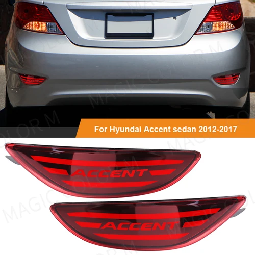 Imagen 2 del producto Para Hyundai Accent 2012 2013 2014 2015 2016 2017 LED Reflector de parachoques trasero luz de freno de parada señal de giro lámpara antiniebla accesorios de coche
