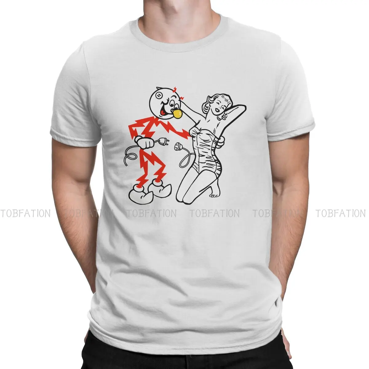 Remember Safety Knowledge Reddy Kilowatt will Shock You T Shirt Vintage Graphic Teenager Summer Large Cotton Men's O-Neck TShirt