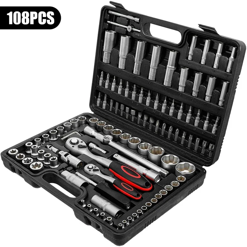

Ratchet Socket Wrench Set 108pcs Car repair tool sets Ratchet Torque Wrench Combo Kit Spanner Screwdriver Bits Hand