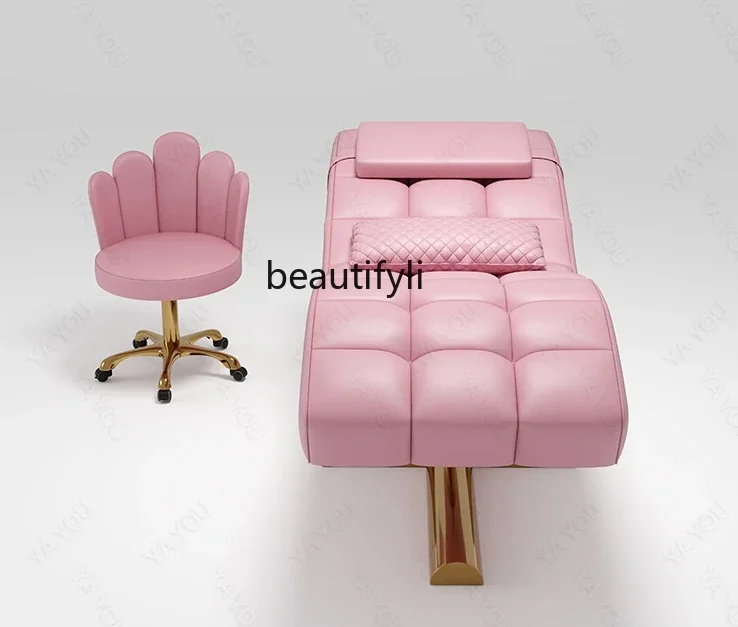 Facial Bed Spa for Beauty Salon Massage Couch S-Shaped Eyelash Tattoo Embroidery Facial Bed Height Head Adjustable