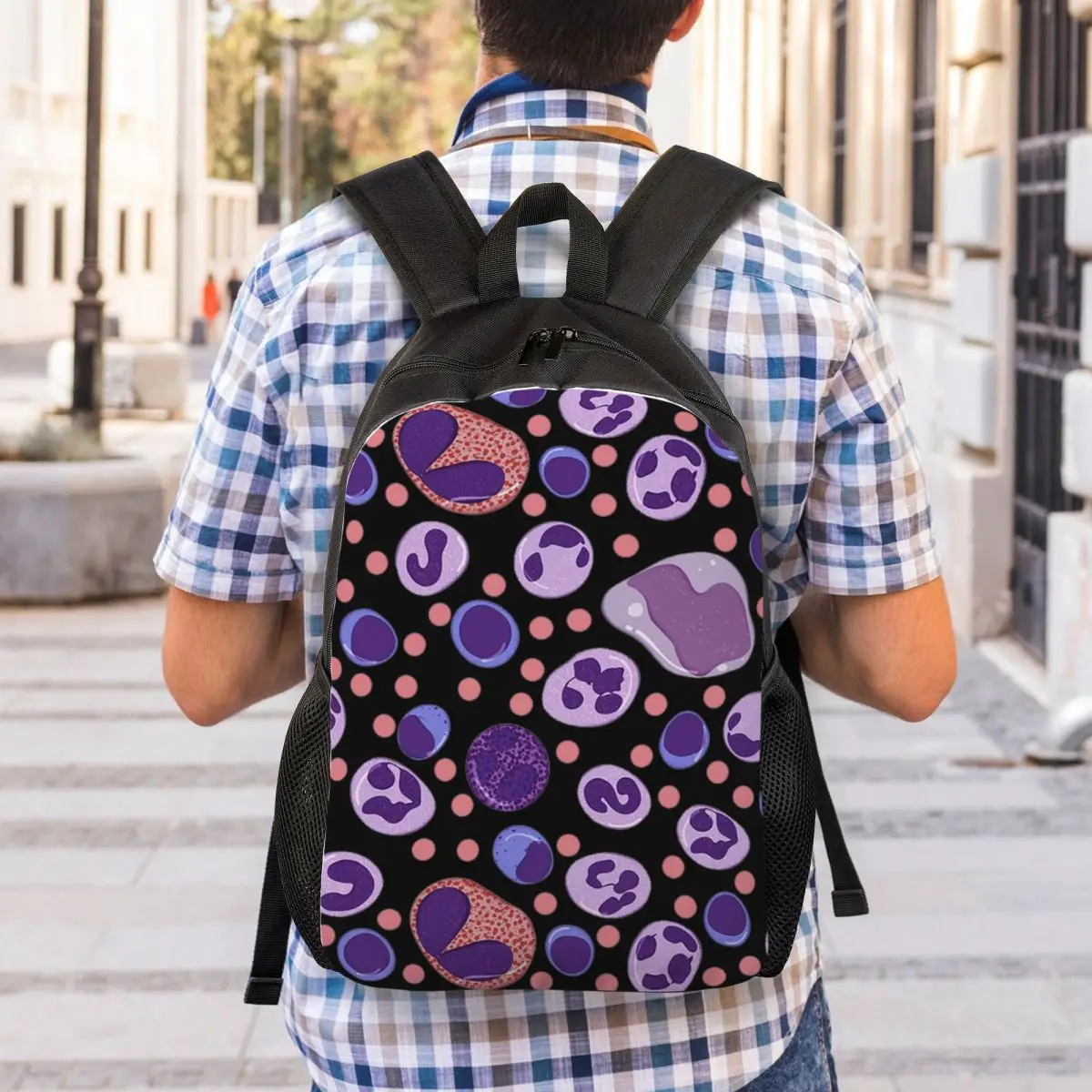 Mochila grande con diseño de glóbulos blancos para estudiantes, bolso escolar, mochila de viaje para senderismo, mochila de moda para hombres y mujeres, bolsos de hombro