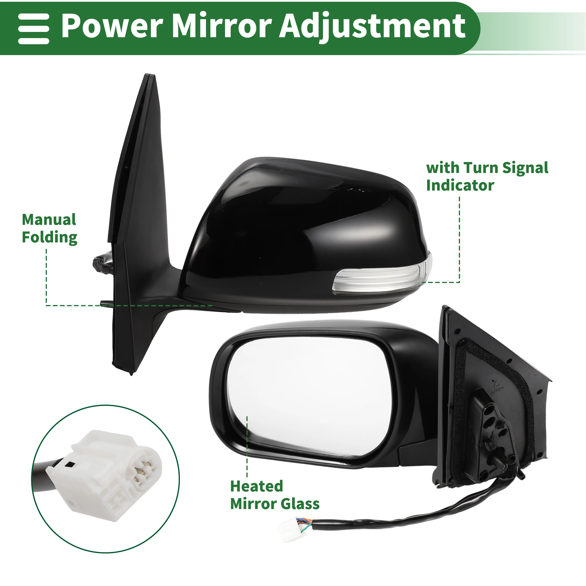 UXCELL Left Right Side Door Mirror Replacement Side View Mirror Assembly for Toyota RAV4 2009-2012 Power Mirror Adjustment