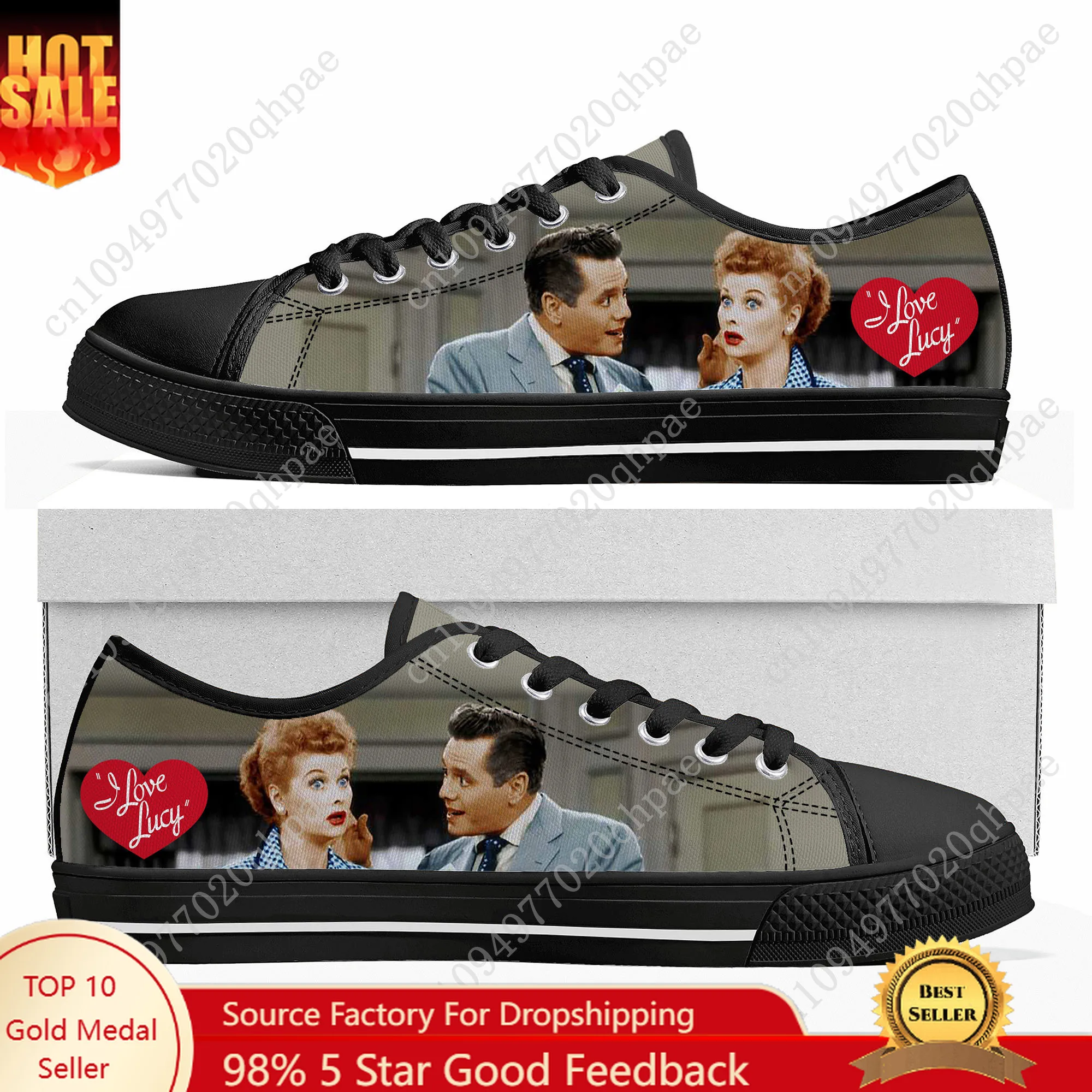 

I Love Lucy Low Top High Top Sneakers Mens Womens Teenager High Quality Canvas Sneaker 3D Print Casual Shoes Personalized Shoe