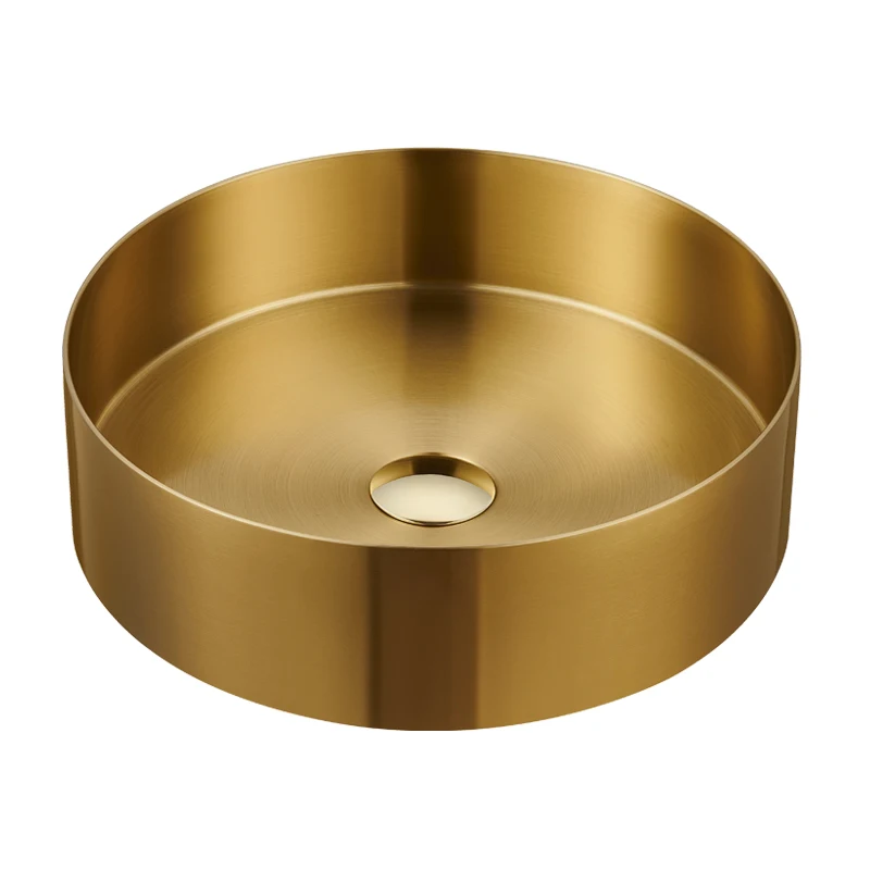 Golden stainless steel basin Thin edge integrated wash basin