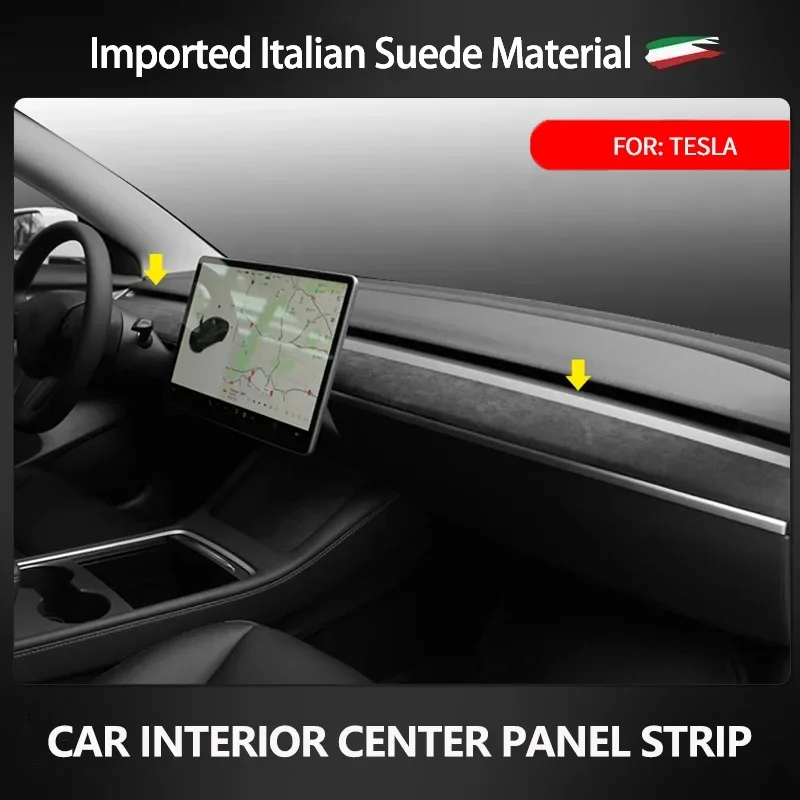 

For Tesla Model Y 2021-2024 ,Model 3 2019-2022 Car Center Console Panel Trim Italian Premium Suede Dashboard Protect Shell Cover