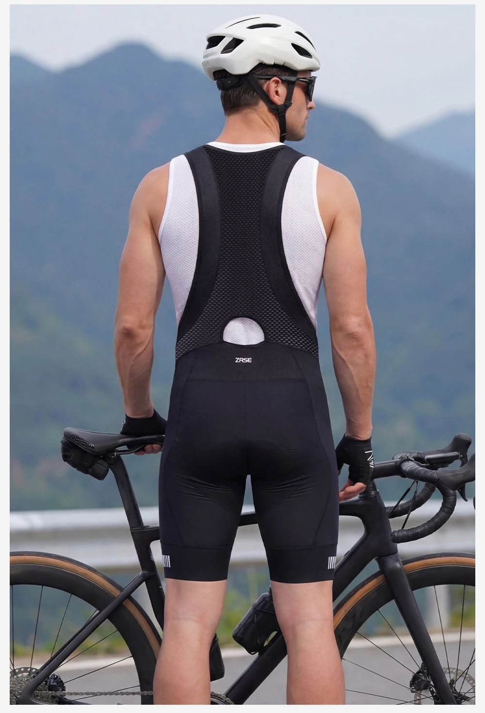 ZRSE Herren-Radhose mit Trägern, 7H, Italien, gepolstert, atmungsaktives Material, Herren-Fahrradbekleidung, MTB, Rennrad, Frühling, Sommer, bequem zum Radfahren. – Detail 15