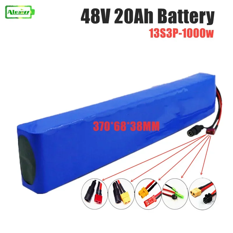 

ALEVIY 48V 20Ah 13S3P Suitable for 500W-1000w Electric Bicycles,Scooters,DC-T Plug 18650 Rechargeable Lithium-ion Battery Pack